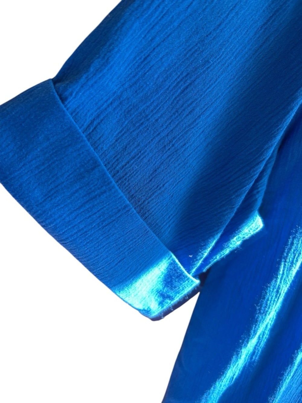 Vicki Wayne vintage royal blue two-piece cotton crinkle fabric pantsuit Sz L - Picture 4 of 12